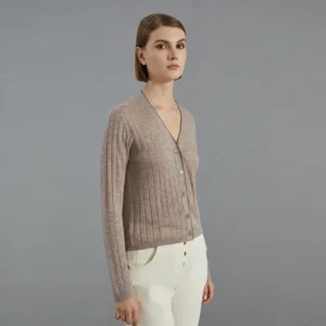BC685 Autumn thin long-sleeved knitted cardigan luxury brand women's bright wool sweater - Image 2
