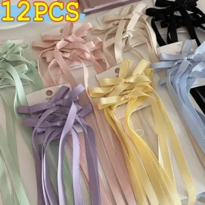 2-12PCS Women Bow Hairpins Y2K Braided Long Ribbon Hair Clip Hair Barrettes Lolita Balletcore Headdress Girl's Hair Accessories