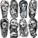1 Sheet Evil Women Face Joker Mask Temporary Tattoos For Men Women Adults Waterproof Realistic Fake Tattoos Long Lasting Sticker