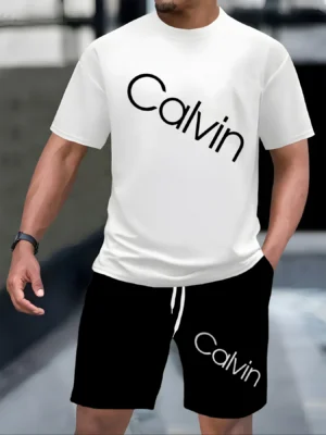 2025 Men's Summer New T-shirt Shorts Outdoor Casual Simple Fashion Round Neck Set - Image 5