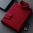 Sweatwear Mens Anti-pilling High Quality Knitted Turtleneck Sweater Slim Fit Long Sleeve Pullover Solid Color Trend Men Clothing