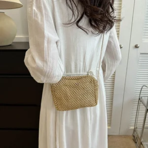 Ladies Fashion Summer Straw Crossbody Bag Women Beach Holiday Shopping Woven Shoulder Handbag Messenger Purses for Women Bags - Image 3