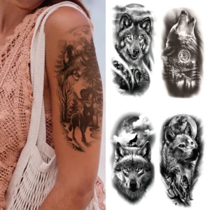 5pcs Waterproof Temporary Tattoo Fake Sticker Mechanical Totem Black Maori Robot Soldier Flower Wolf Cool Body Art Arm Women Men - Image 6