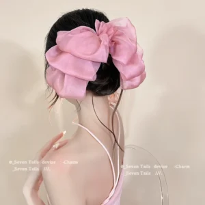 New Big Hair Bows Chiffon Solid Color Large Bowknot Hairpins Spring Clamp Clip Women Korea Headwear Accessories