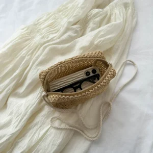 Ladies Fashion Summer Straw Crossbody Bag Women Beach Holiday Shopping Woven Shoulder Handbag Messenger Purses for Women Bags - Image 5