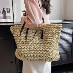 Straw Shoulder Bag for Women Handbags Summer Large Capacity Woven Tote Women Fashion Shoulder Bags Hand Wowen Beach Bags Female - Image 3