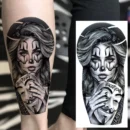 1 Sheet Evil Women Face Joker Mask Temporary Tattoos For Men Women Adults Waterproof Realistic Fake Tattoos Long Lasting Sticker