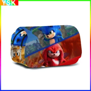 Double Layer SONIC Cartoon Cross-border Double-layer Pencil Bag Pencil Case Primary and Secondary School Student Stationery Box - Image 4