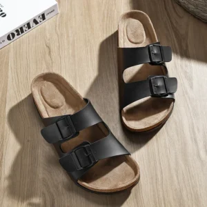 2024 New Leather Cork Herringbone Slippers for Men and Couples Retro Summer Moeller Slippers Fashion Casual Beach Sandals - Image 6