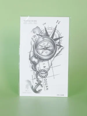1Pc Compass and Anchor Nautical Waterproof Temporary Tattoo Stickers, Long-lasting Waterproof for One to Two Weeks, For Arm, Leg - Image 6