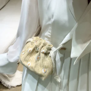 Straw Weave Bucket Bags Rattan Women Summer Beach Shoulder Bags Handbags Totes Casual Handbags Retro Mini Shoulder Messenger Bag - Image 6