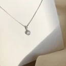 Light Luxury Round White Zircon Pendant Silver Color Necklace Minimalist Style Charm Choker Party for Women's Fashion Jewelry
