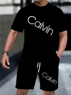 2025 Men's Summer New T-shirt Shorts Outdoor Casual Simple Fashion Round Neck Set - Image 4