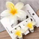 3Pc Sweet Colorful Plumeria Flower Shark Clips Hair Claw Bohemian Ponytail Clip Plastic Hairpin Barrette Summer Hair Accessories