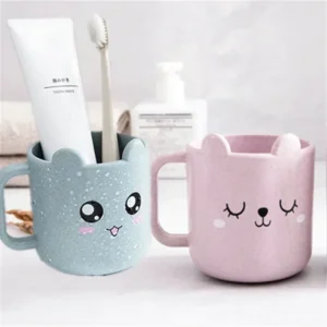 Kids Children Infant Baby Milk Cup with Handle Breakfast Mug Drink Home Cup Cartoon Training Cup Wheat Straw PP - Image 3