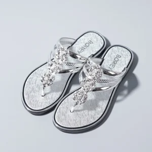 "Women's Flip-Flop Sandals with Rhinestones Beach Casual Slides for Outdoor Wear, Flat Soles and Toe-Post Slippers for Summer" - Image 3