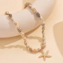 Bohemia Multicolour Bead Shell Pendant Necklace for Women Fashion Summer Adjustable Geometric Jewelry Holiday Beach Gift