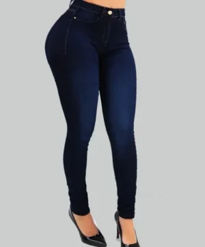Woman's pure color jeans denim high waist jeans street play cultivate one's morality pants shaping figure with high waist jeans - Image 3