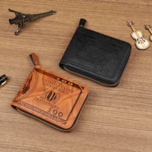 Leather Men Wallet 2024 Dollar Price Wallet Casual Clutch Money Purse Bag Credit Card Holder Fashion New Billetera Hombre - Image 2