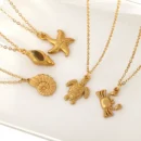 Summer Women's Starfish Conch Shell Necklace Fashion Stainless Steel Gold/Silver Color Crab Turtle Choker Beach Jewelry Gifts