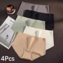 FalllSweet 4PCS Seamless Panties for Woman Ice Silk Underwear Soft Thin Briefs Women's Underpants Fashion Sexy Female Lingerie