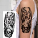 1 Sheet Evil Women Face Joker Mask Temporary Tattoos For Men Women Adults Waterproof Realistic Fake Tattoos Long Lasting Sticker