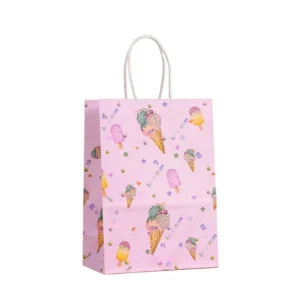 6Pcs Ice Cream Theme Paper Gift Packing Bag Summer Desserts Candy Cookie Bag for Kids Girl Birthday Baby Shower Party Decoration - Image 3