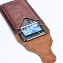 Vintage Mobile Phone Case Cover Pack Men PU Leather Waist Bag with Hook Clip Phone Holster Travel Hiking Cell Belt Pouch Purse