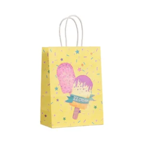 6Pcs Ice Cream Theme Paper Gift Packing Bag Summer Desserts Candy Cookie Bag for Kids Girl Birthday Baby Shower Party Decoration - Image 2