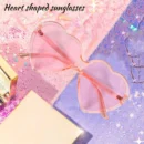 CYL-90S Vintage Glasses Fashion Large Women Lady Oversized Heart Shaped Retro Sunglasses Cute Love Eyewear(Pink)