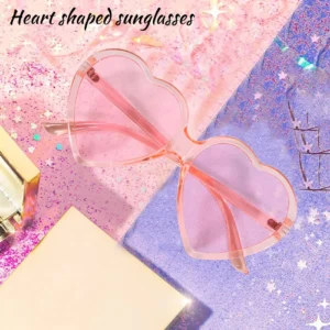 CYL-90S Vintage Glasses Fashion Large Women Lady Oversized Heart Shaped Retro Sunglasses Cute Love Eyewear(Pink) - Image 4