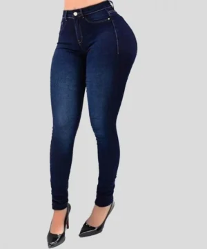Woman's pure color jeans denim high waist jeans street play cultivate one's morality pants shaping figure with high waist jeans - Image 5