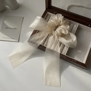 Korea Women Black White Yarn Bow Hair Clip Bands for Women Girls Summer Clip Back Head Hairpin Fashion Girl Hair Accessories - Image 5