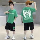 100% Cotton T-shirt Summer Kids Clothes 2025 New Boys American Street Vintage Printed Short-sleeved Casual Trendy Children's Top