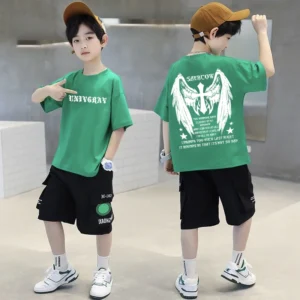 100% Cotton T-shirt Summer Kids Clothes 2025 New Boys American Street Vintage Printed Short-sleeved Casual Trendy Children's Top - Image 5