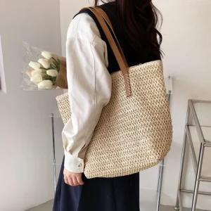 Women's Shoulder Handbag Bohemian 2024 Summer Fashion Straw Beach Tote Bag Travel Shopper Weaving Hand-woven Shopping Bags New
