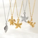Summer Women's Starfish Conch Shell Necklace Fashion Stainless Steel Gold/Silver Color Crab Turtle Choker Beach Jewelry Gifts