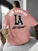 Men's casual T-shirt with Los Angeles letters and large LA pattern print,comfortable and breathable with slight elasticity,perfe