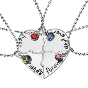 Best Friend 4 Piece Necklace Women Jewelry BFF Friendship Pendant Neck Chain Choker Rhinestone Jewelry for Women Gift 2024 - Image 3