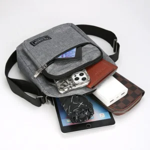 New Men Crossbody Bags Men's Shoulder Bags Boy Messenger Bags Man Handbags for Travel Casual Large Satchel Grey - Image 5