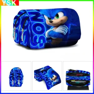 Double Layer SONIC Cartoon Cross-border Double-layer Pencil Bag Pencil Case Primary and Secondary School Student Stationery Box