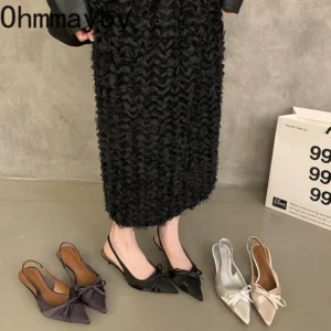 Summer High Heel Butterfly-knot Women Sandals Fashion Pointed Toe Singbacks Shoes Ladies Elegant Dancing Party Pumps - Image 6