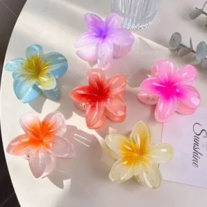 Beautiful Gradient Flower Hair Accessories Set Beach Style Hairpins Flower Claw Clips Summer Flower Hairpins Hawaiian Style - Image 3