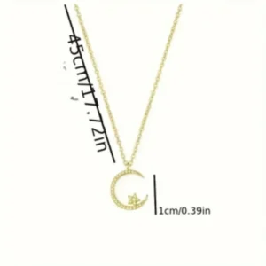 Temperament Star Moon Pendant Necklace, Women's Sparkling Exquisite Clavicle Chain, Unique Design Luxury Gift for Girlfriend - Image 6
