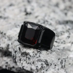 Vintage Black Red New Fashion Hand Ornament Punk Hip Hop Personality Men's Ring Gift for Men and Women Кольцо С Эмалью - Image 3