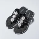 "Women's Flip-Flop Sandals with Rhinestones Beach Casual Slides for Outdoor Wear, Flat Soles and Toe-Post Slippers for Summer"