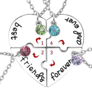 Best Friend 4 Piece Necklace Women Jewelry BFF Friendship Pendant Neck Chain Choker Rhinestone Jewelry for Women Gift 2024