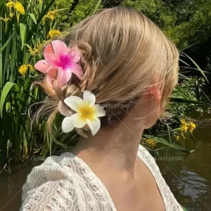 Beautiful Gradient Flower Hair Accessories Set Beach Style Hairpins Flower Claw Clips Summer Flower Hairpins Hawaiian Style