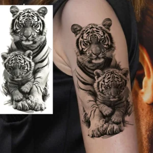 1 Sheet Lion Tiger Warrior Buddha Temporary Tattoos For Men Women Adults Waterproof Realistic Fake Tattoos Long Lasting Stickers - Image 2