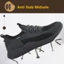 Lightweight safety shoes for men breathable safety work sneakers with iron toe indestructible shoes men women summer work shoes
